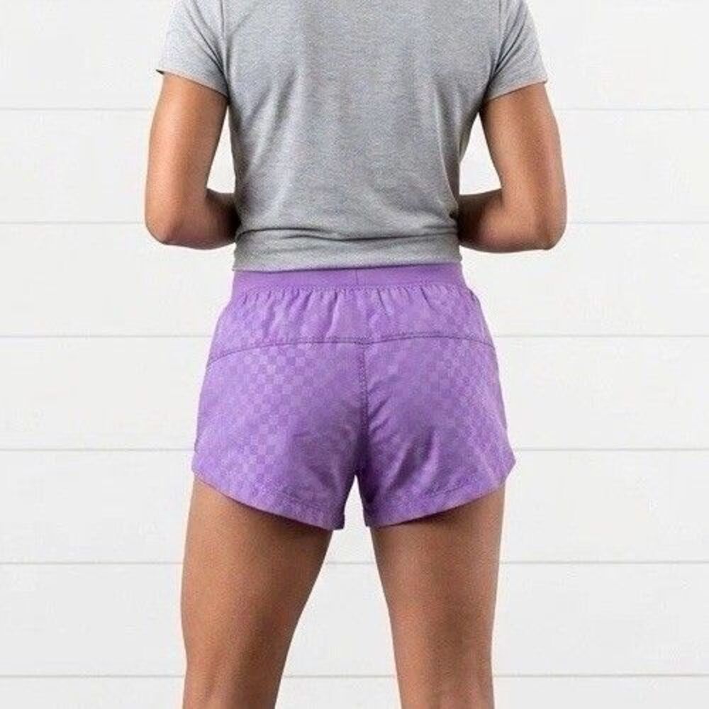 Nike Dri-FIT Womens XS Purple Checkered Running Shorts Lined Athletic Gym